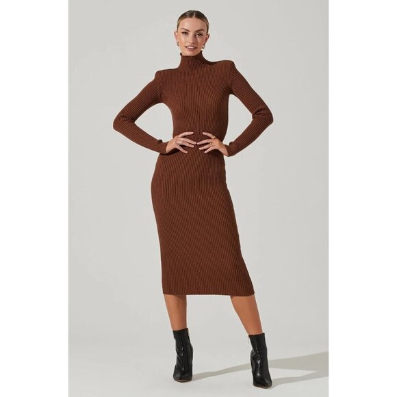 ASTR the Label Abilene Sweater Dress in Nutmeg Small Womens Knit Bodycon - Picture 1 of 16
